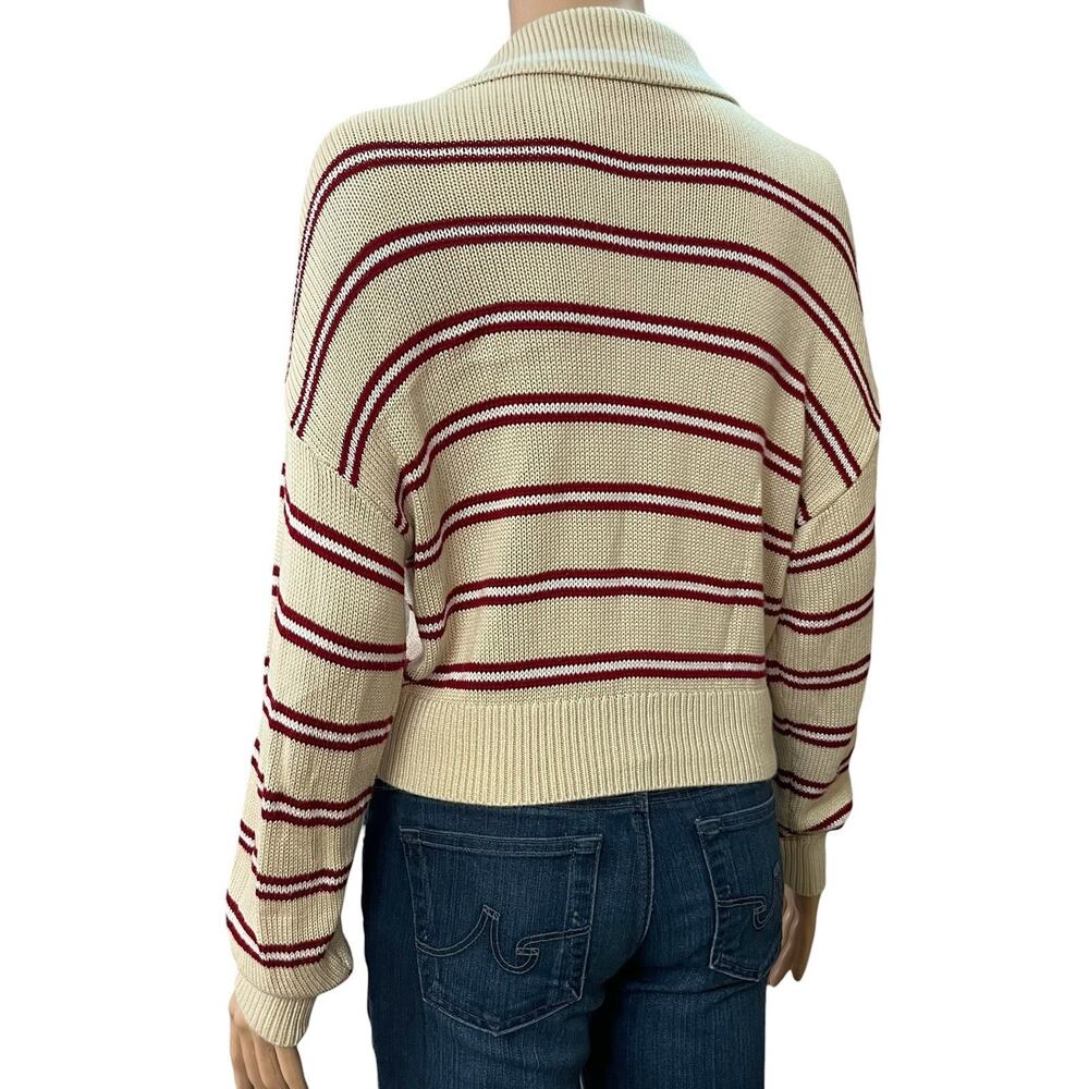 PINK Victorias Secret Striped Polo Sweater XS Collared Cropped Academia Preppy - Picture 4 of 8